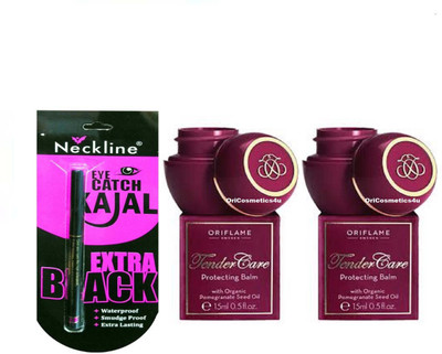 

Oriflame Sweden Tender Care Protecting Balm (set of 2 ) with neckline kajal(Set of 3)