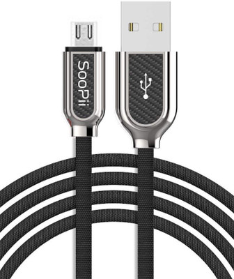 Soopii Micro USB Cable 2 A 1 m Cloth Micro Connector Carbon Fiber Cloth Braided Fast USB Data(Compatible with MOBILE, Black)