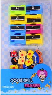 

BOXO Eraser & Sharpner For School Use For Kids Boys And Girls, Multicolor Non-Toxic Eraser(Multicolor)
