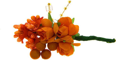 

Anuradha Art Jewellery Brooch Pin Bun Clip(Orange)