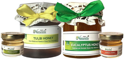 

Farm Naturelle Farm Naturelle-(Pack of 2x250Gms+2x40 Gms Other Forest Raw Honey) Forest-Vana Tulsi Flower Honey and Eucalyptus Deep Forest Flower Honey Combo (High Medicinal Value, Ayurved Recommended)(580 g, Pack of 4)