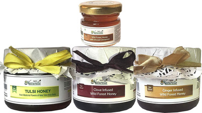 

Farm Naturelle Farm Naturelle-Real Vana Tulsi Forest Honey (400 Gms), Real Ginger Infused Forest Honey (400 Gms), Real Clove Infused Forest Honey (400 Gms) and Real Cinnamon Infused Forest Honey (40 Gms) Combo-Immense Medicinal Value(1240 g, Pack of 4)