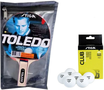

Stiga Toledo Table Tennis (1 Racquet), (1 Cover), (Club 40+ "6 balls ") Table Tennis Kit