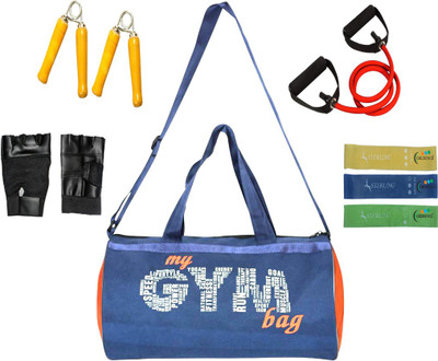 

Credence My Gym Bag with Gym Gloves 1 Toining Tube and 2 wooden hand Grips Gym & Fitness Kit