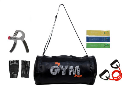 

Credence My Leather Gym Bag with Gym Gloves 1 tonining Tube and Adjustable hand grip Gym & Fitness Kit