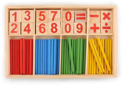 

Assemble Wooden Number Sticks Montessori Number Cards and Counting Rods with Box Mathematics Material Educational Toy for Kid Children Toddlers(Multicolor)