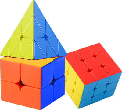 

Shanbuyers Rubik’s High Speed & Smooth Stickerless Brainstorming Magic Puzzle Cube Combo - Anti Stress for Adults and Kids (2x2 3X3 and Pyraminx) - Set of 3(3 Pieces)