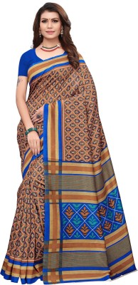 Ratnavati Printed Daily Wear Art Silk, Cotton Silk Saree(Brown)