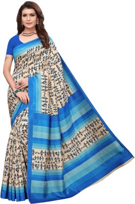 Ratnavati Graphic Print Bollywood Art Silk, Cotton Silk Saree(Beige)