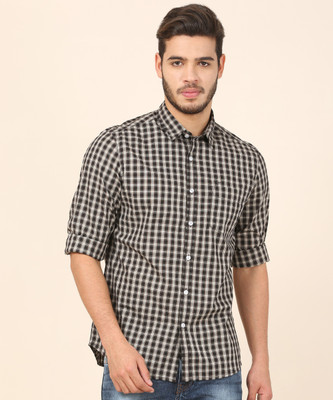 Flying Machine Men Checkered Casual Black Shirt