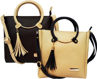 

BANDICOOT Girls Evening/Party, Casual, Formal White, Brown PU Sling Bag, Brown;white