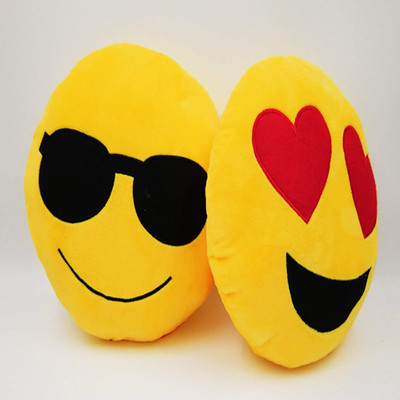 

Frantic Premium Quality Cool dude and Heart Eyes Soft Smiley Cushions - 35 Cm Pack of 2 - 35 cm(Yellow)