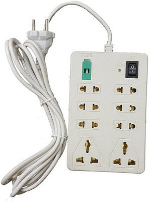 

Big Square extension cord power Multi slot 8 Socket Surge Protector(White)