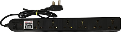 

Pinnacle Spike Guard with 6 Sockets – Spike Guard with Surge Protector – Spike Booster – Spike Board with 3Metre Cord – Extension Boards with 6 Sockets - Spike Buster – Ideal for Home, Offices, Shop 6 Socket Surge Protector(Black)