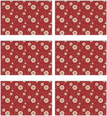 GIFTSMATE Rectangular Pack of 6 Table Placemat(Maroon, Cotton)