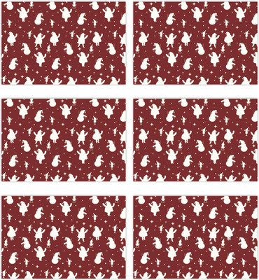 GIFTSMATE Rectangular Pack of 6 Table Placemat(Maroon, Cotton)