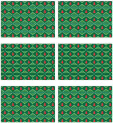 GIFTSMATE Rectangular Pack of 6 Table Placemat(Green, Cotton)