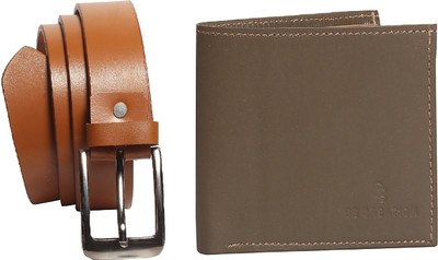 SS CREATION Men Brown Genuine Leather Wallet(5 Card Slots), Brown belt;brown wallet