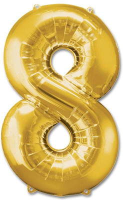 

Events Framer Solid 8 - Number Foil Balloon Gold Letter Balloon(Gold, Pack of 1)