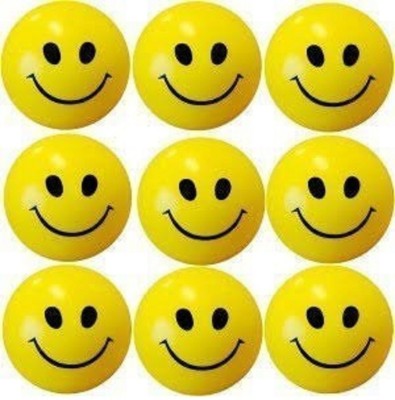 

ReneReit Cute Funny Yellow Smiley Face Squeeze Ball Set of 9 - 5 cm(Yellow)