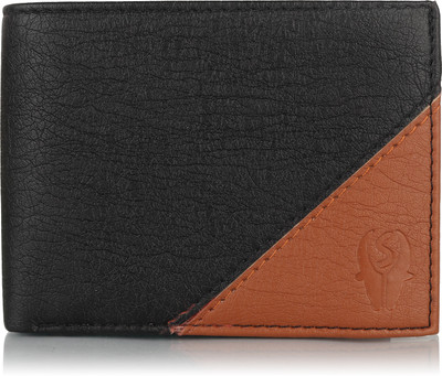 

SAMTROH Men Black Artificial Leather Wallet(5 Card Slots), Black & tan