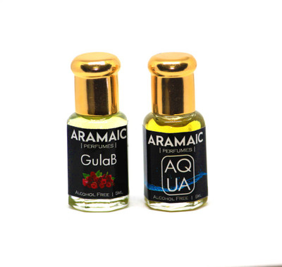 

Aramaic COMBO PACK | PACK OF 2 |PREMIUM ATTAR | AQUA | GULAB | 5 ML | ALCOHOL FREE Floral Attar(Floral)