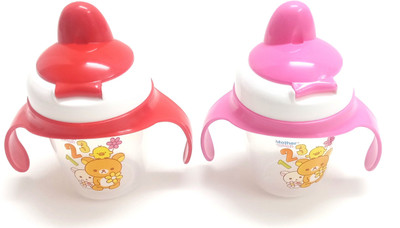 

Mothertouch Combo Of 200 Ml Sipper With Side Handle And Cartoon Print.Made Of High Quality Plastic - 400 ml(Red, Pink)