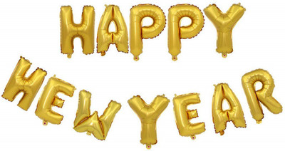 

ToyNext Solid Happy New Year Foil Balloons (Pack of 12 Letters) for celebration, decoration, 16 Inches (Gold) Balloon(Gold, Pack of 1)
