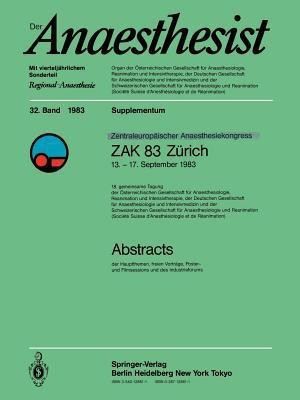 Zentraleuropoischer Anaesthesiekongress ZAK 83 Zurich(German, Paperback, unknown)