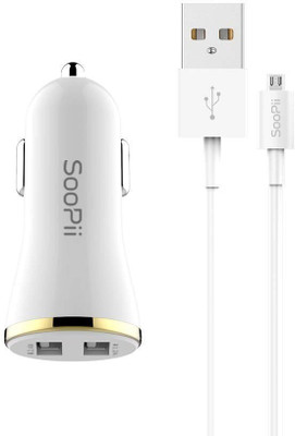 Soopii 12 W Turbo Car Charger(White, With USB Cable)