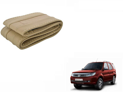 CARIZO Hand Stiched Steering Cover For Tata Safari Storme(Beige, Leatherite)