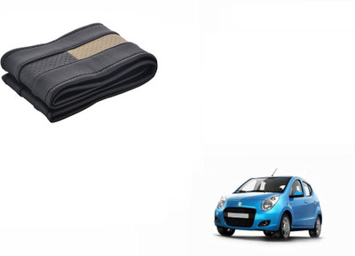 CARIZO Hand Stiched Steering Cover For Maruti A-Star(Black, Beige, Leatherite)