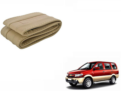 CARIZO Hand Stiched Steering Cover For Chevrolet Tavera(Beige, Leatherite)
