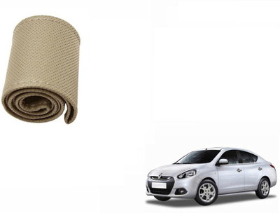 CARIZO Hand Stiched Steering Cover For Renault Scala(Beige, Leatherite)