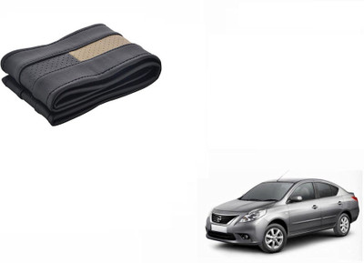 CARIZO Hand Stiched Steering Cover For Nissan Sunny(Black, Beige, Leatherite)