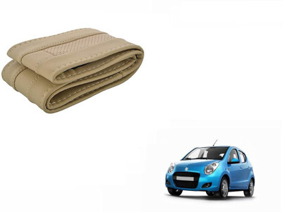 CARIZO Hand Stiched Steering Cover For Maruti A-Star(Beige, Leatherite)