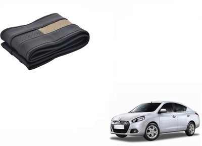 CARIZO Hand Stiched Steering Cover For Renault Scala(Black, Beige, Leatherite)