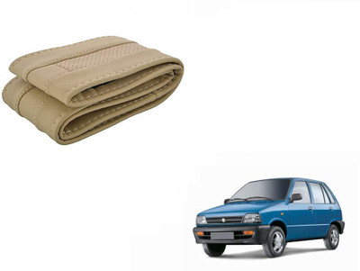 CARIZO Hand Stiched Steering Cover For Maruti 800(Beige, Leatherite)