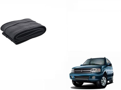 CARIZO Hand Stiched Steering Cover For Tata Safari(Black, Leatherite)