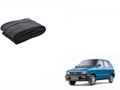 CARIZO Hand Stiched Steering Cover For Maruti 800(Black, Leatherite)