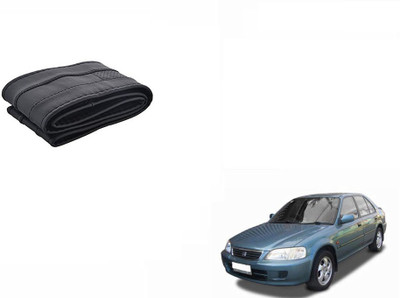 CARIZO Hand Stiched Steering Cover For Honda New City(Black, Leatherite)