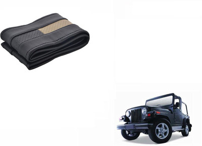 CARIZO Hand Stiched Steering Cover For Mahindra Thar(Black, Beige, Leatherite)