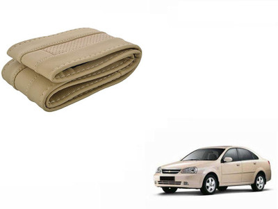 CARIZO Hand Stiched Steering Cover For Chevrolet Optra(Beige, Leatherite)