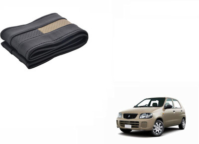CARIZO Hand Stiched Steering Cover For Maruti Alto 800(Black, Beige, Leatherite)