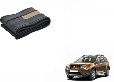 CARIZO Hand Stiched Steering Cover For Renault Duster(Black, Beige, Leatherite)