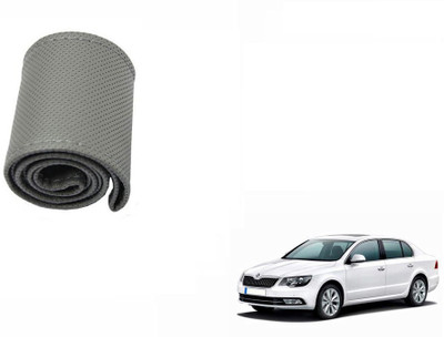 CARIZO Hand Stiched Steering Cover For Skoda Superb(Grey, Leatherite)