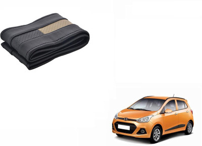 CARIZO Hand Stiched Steering Cover For Hyundai Grand i10(Black, Beige, Leatherite)