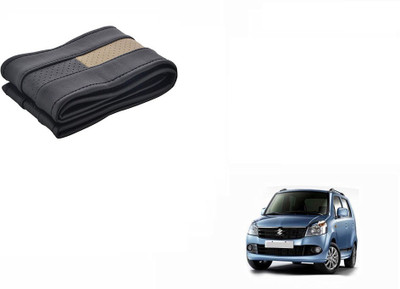 CARIZO Hand Stiched Steering Cover For Maruti WagonR Stingray(Black, Beige, Leatherite)