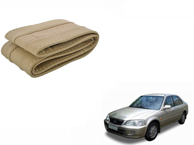 CARIZO Hand Stiched Steering Cover For Honda City(Beige, Leatherite)