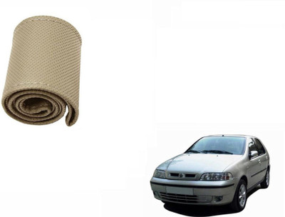 CARIZO Hand Stiched Steering Cover For Fiat Palio(Beige, Leatherite)